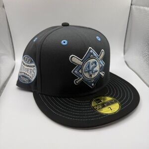 New Era 59FIFTY Jackie Robinson Brooklyn Dodgers 100 Year Patch Hat Black Size 7